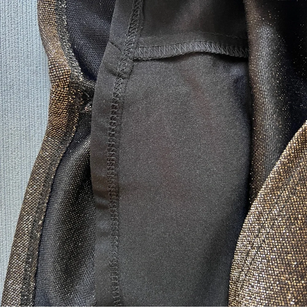 Likely Strapless Shimmering Gold Black Dress - Picture 4 of 5